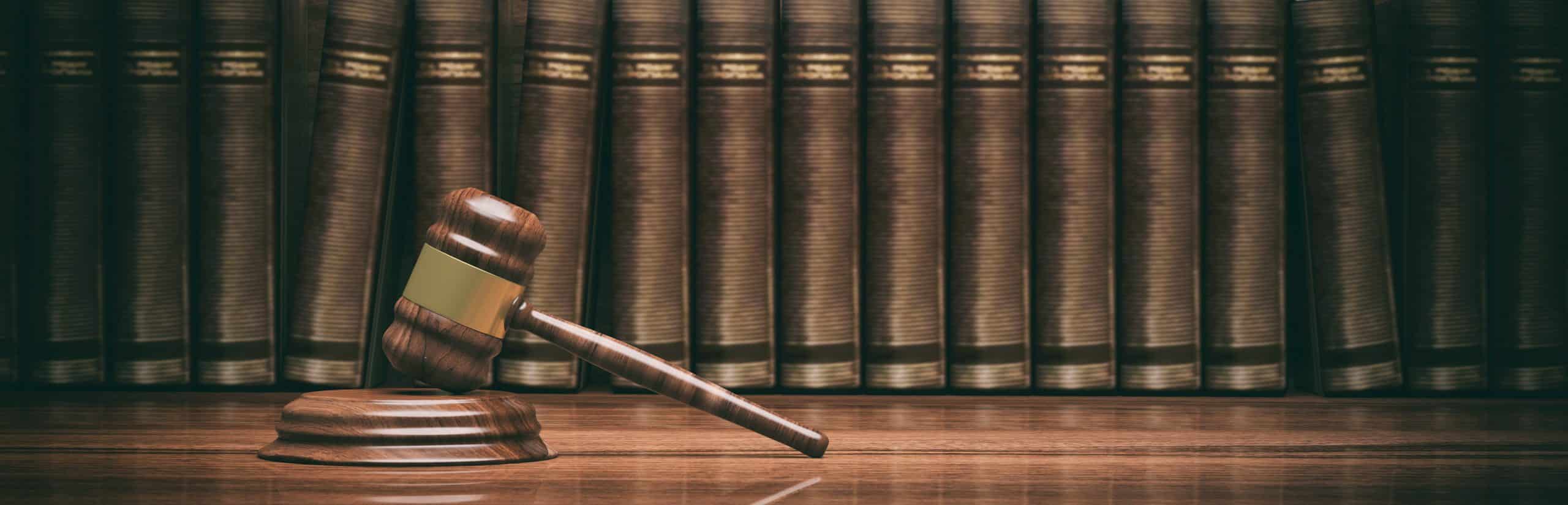 Lawyer,Office.,Judge,Gavel,And,Law,Books,,Banner.,3d,Illustration
