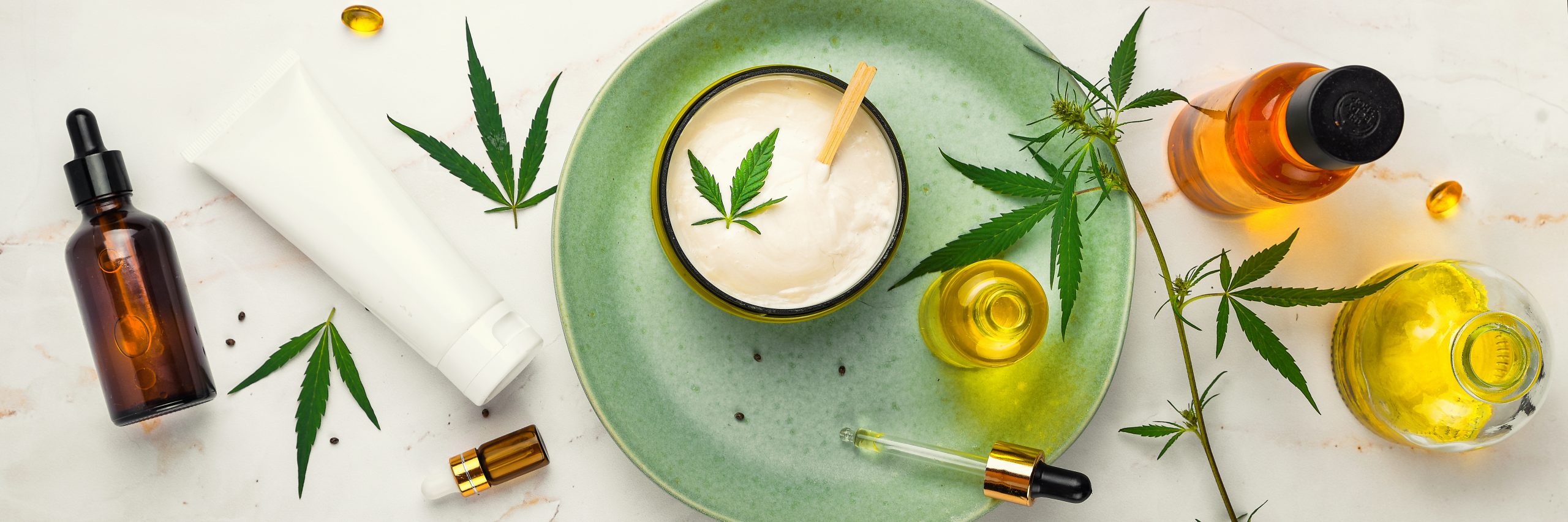 Bank,Of,Medicinal,Cream,With,Cbd,Oil,,Bottle,Of,Cannabis