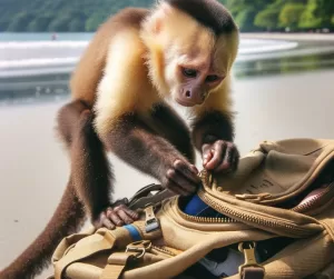 Capuchine Monkey stealing from a tourist